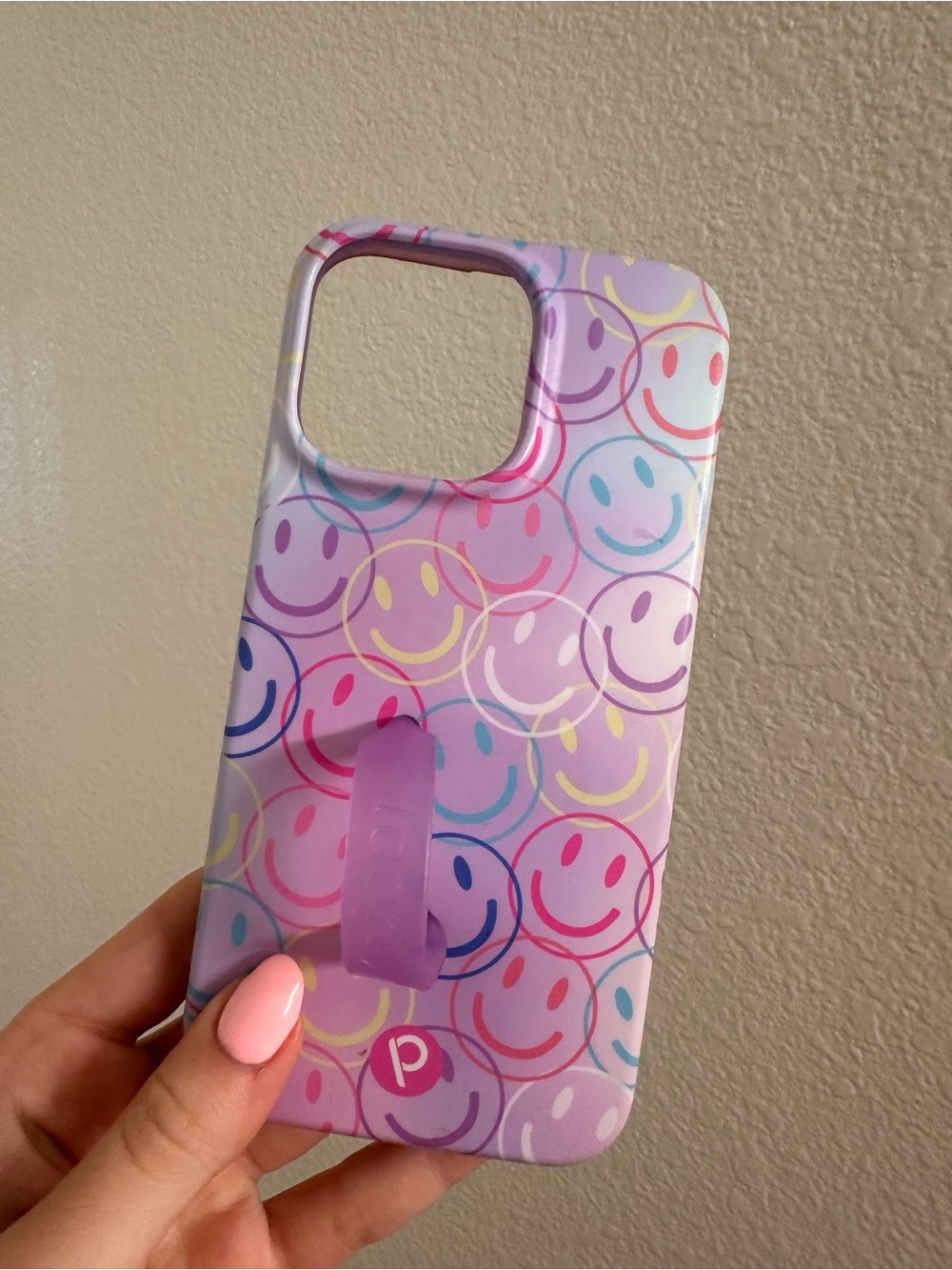 Loopy Case Purple Smiley Pattern Phone Case with Purple Grip